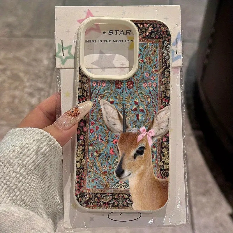 Phone Cases Xiaomi 15 - Vintage Geyikli Lichee Desenli Silikon Telefon