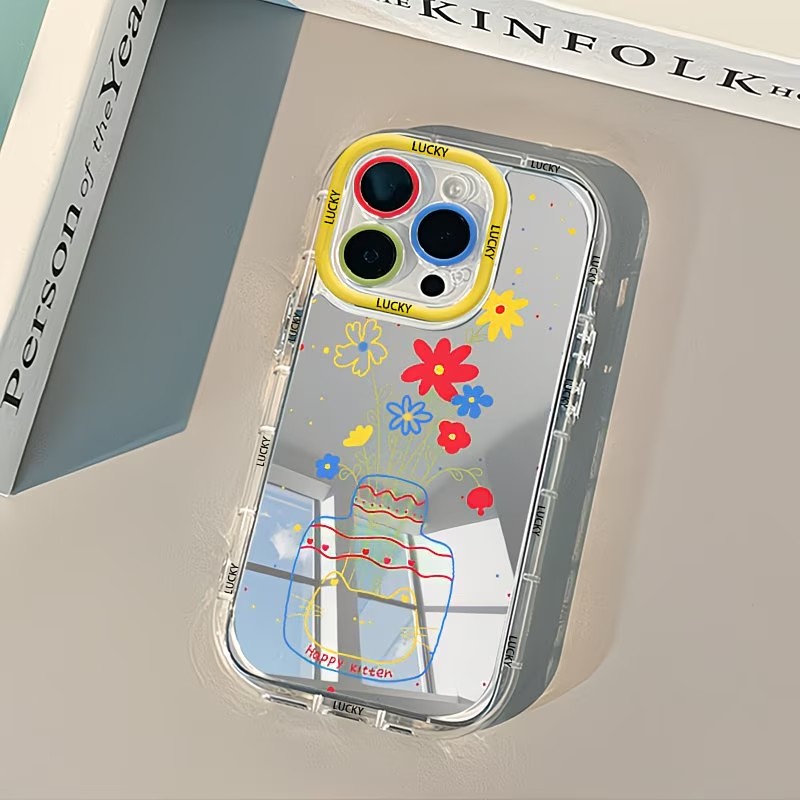 Phone Cases Xr Iphone - Yaz Papatyası Kedi Vazo Tasarımlı Aynalı