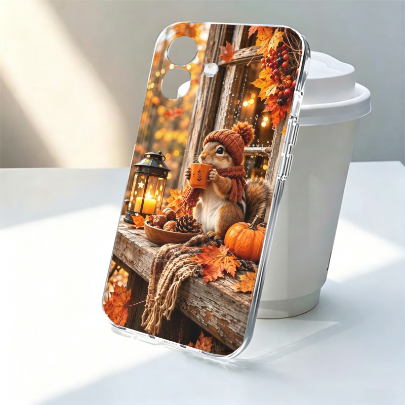 Phone Cases For Iphone 16 - Çizgi Film Hayvanı Sincap Silikon Telefon