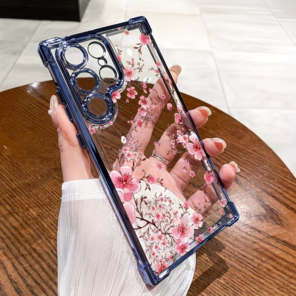 Phone Cases Galaxy A16 5G - Kiraz Çiçeği Elektrokaplama Dört Köşeli Darbeye