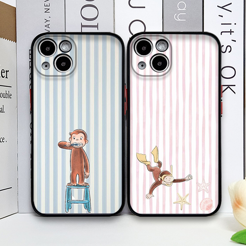 Phone Cases Xr Iphone - Çizgi Film Çizgili Maymun Kedi Tutan